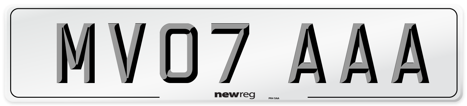 MV07 AAA Number Plate from New Reg